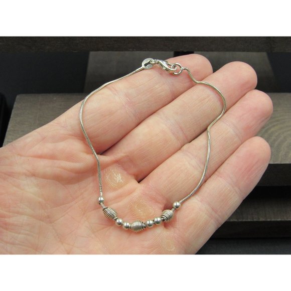 7 Inch Sterling Silver Cool Orb And Braided Charms Chain Bracelet - Picture 2 of 5